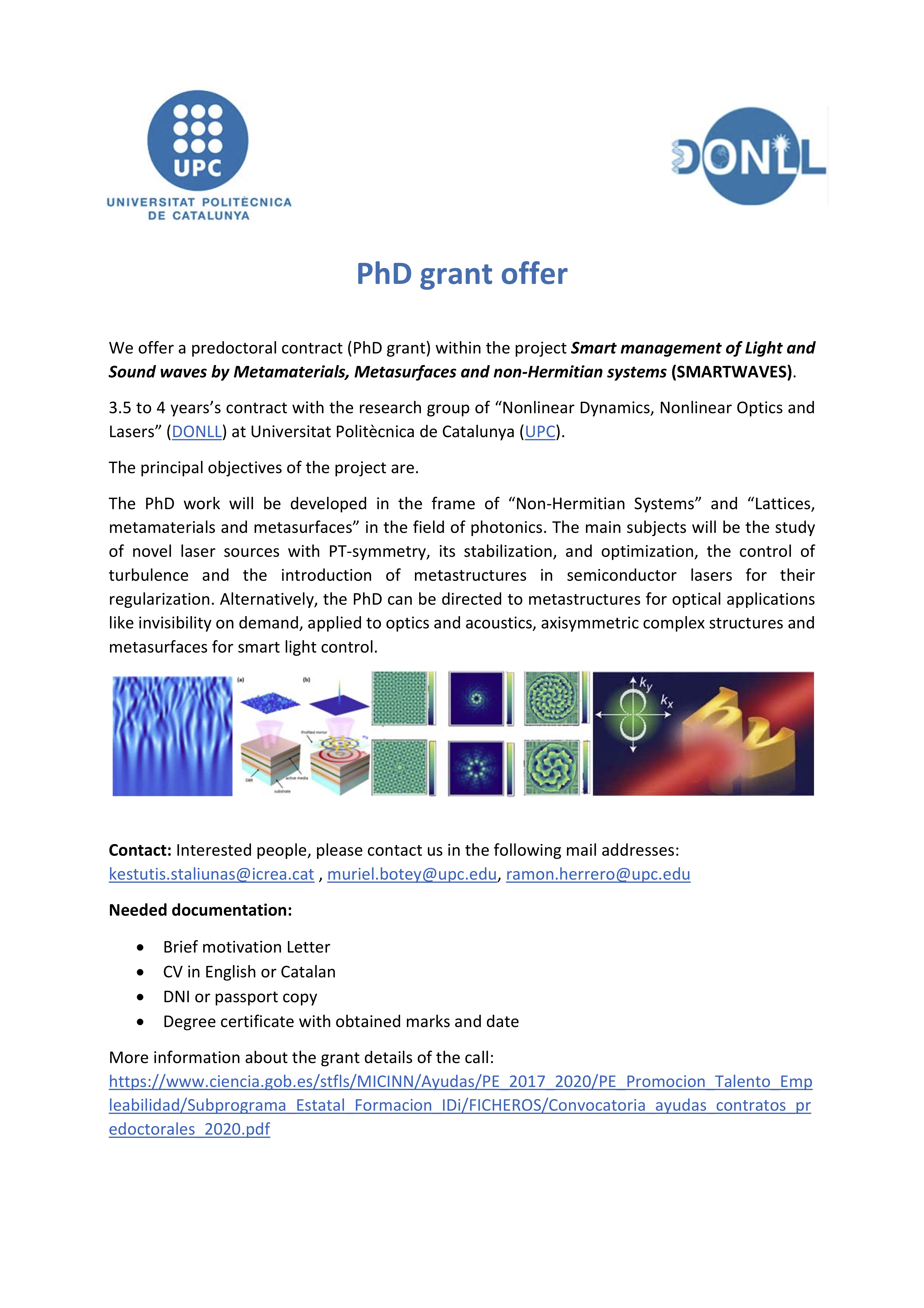 PhD Grant Offer